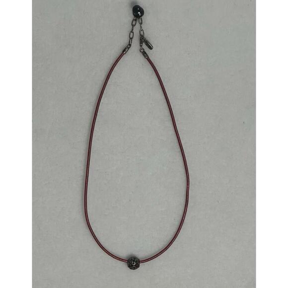 PANDORA Jewelry - Pandora RARE! Red Leather 16-18 inch Necklace/Wrap Bracelet Red Zen Bead